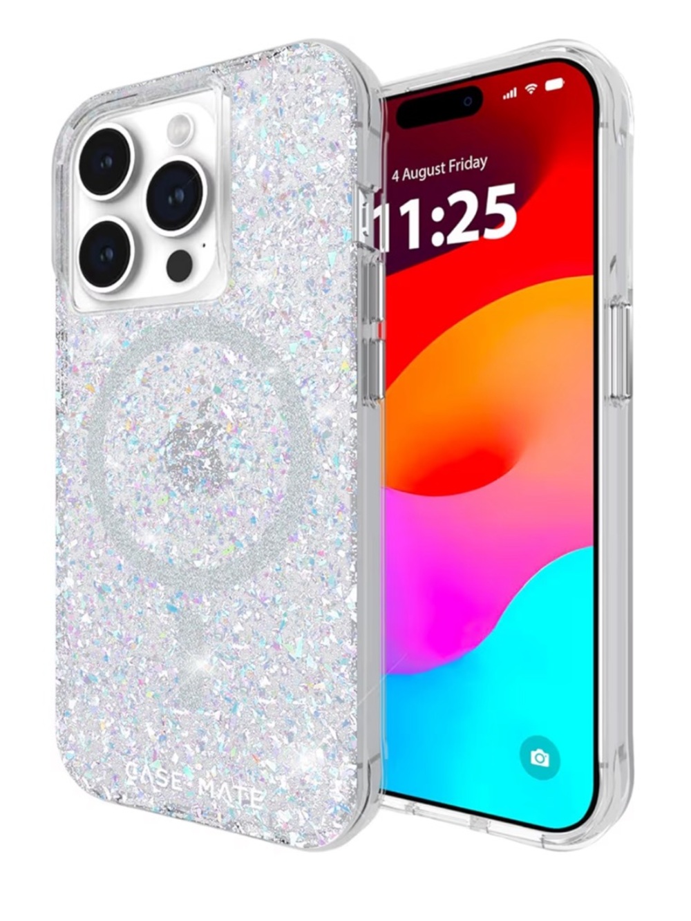 Case-mate iPhone 15 Pro Twinkle Disco Glitter Phone Case in Silver Sparkle NWT